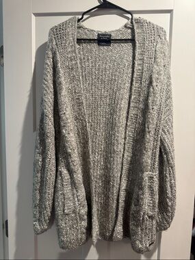Abercrombie & Fitch Heather Gray Open-Front Cozy Cardigan